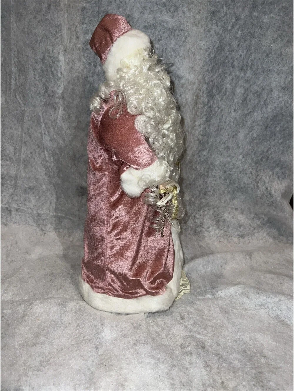 Victorian Pink Santa Claus Christmas Tree Topper or Table Topper 18”